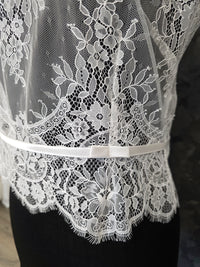 Top mariée dentelle ivoire clair – Manches courtes – Dos boutonné – Taille 36 · vue 3