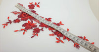 Motif de dentelle fine rouge fleurs et feuilles pour cocktail / mariée · vue 4