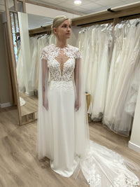 KIT POUR Coudre soi-même cette Cape de mariée en tulle souple et dentelle · vue 3