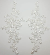 Motif blanc fleuris argenté · vue 3