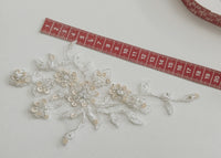 Motif ivoire fil argenté avec sequin orangé · vue 3