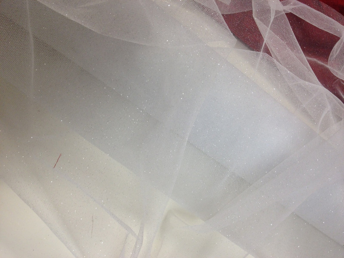 Tulle pailleté pour robe de mariée blanc ou ivoire silver grande largeur laize 300
