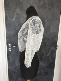 Top de mariée en dentelle ivoire clair – Manches longues – Col rond – Taille XXL · vue 6