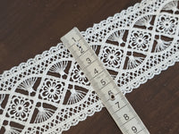 Galon dentelle guipure ivoire clair 6 cm – motif floral ajouré – dentelle mariée bohème au mètre · vue 3