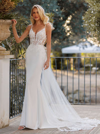 Robe de mariée sirène avec traine et manches amovibles KEDYNA