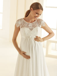 Robe de mariée de grossesse en dentelle et mousseline ivoire · vue 3