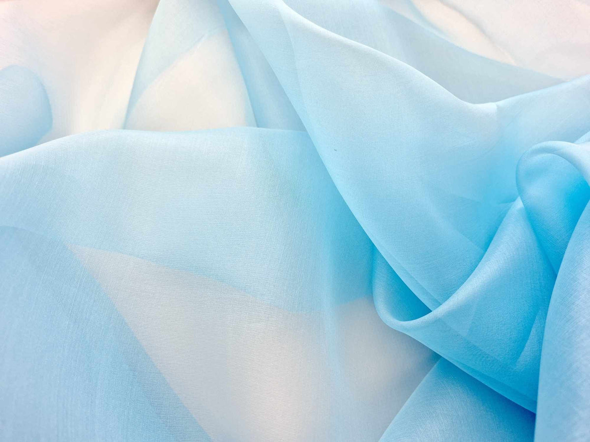 Organza de soie bleu turquoise
