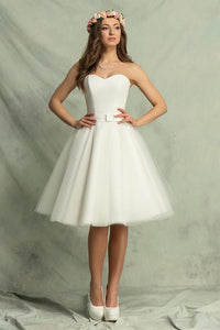 Robe de mariée courte satin et tulle ivoire · vue 3