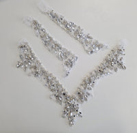 Set motif encolure V et 2 motifs strass et perles robe cocktail mariée
