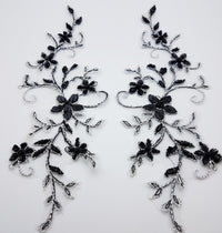 Motif en dentelle noir brillant perles et sequins pour robe de mariée cocktail soirée · vue 5