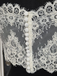 Top mariée dentelle ivoire – Manches courtes festonnées – Dos boutonné – Taille 42 (XL) · vue 7