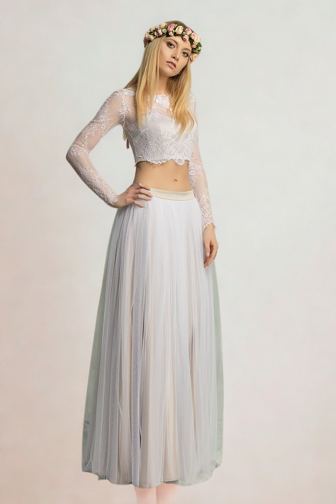 Ensemble de mariée Crop Top et jupe BLANC taille 38