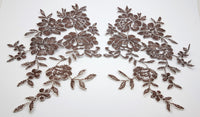 motif dentelle chocolat marron fil argenté pour cocktail/mariée · vue 4