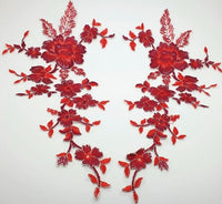Motif de dentelle fine rouge fleurs et feuilles pour cocktail / mariée · vue 2