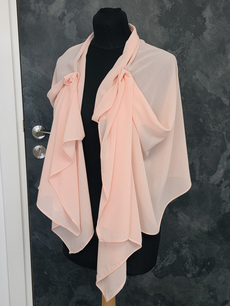 Étole rose saumon femme – Châle fluide 2m x 65cm – Écharpe élégante invitée mariage – Accessoire cocktail cérémonie