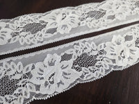 Dentelle Tulle Ivoire Motif Floral & Feuillage — Largeur 7 cm | Vendu au mètre