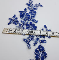 Motif dentelle bleu marine fil argenté à coudre · vue 3