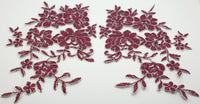 Motif fleuris brodé rouge bordeaux · vue 3
