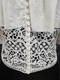 Top mariée ivoire épaules dénudées – Dentelle et volants – Dos boutonné – Taille M · vue 2