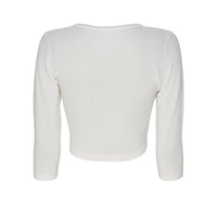 Gilet ivoire pour mariée ♡ Manches 3/4 & boutons perles nacrées – Élégant pour mariage · vue 4