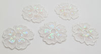 Lot de 5 motifs fleurs sequins ivoire