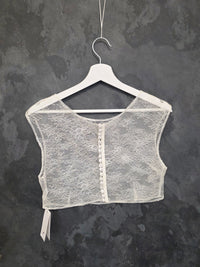 Top mariée dentelle fine ivoire clair – Dos boutonné – Tailles 36 (S) et 40 (L) · vue 9