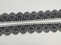 Galon Dentelle Guipure Noir Motif Demi-Cercles Festonnés — Largeur 5 cm | Vendu par 10 cm · vue 4