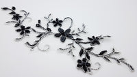 Motif en dentelle noir brillant perles et sequins pour robe de mariée cocktail soirée