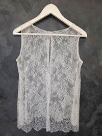 Top mariée dentelle française ivoire clair – Coupe blousante asymétrique – Taille 40/42 · vue 10