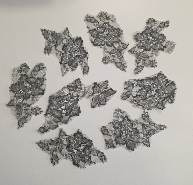 Lot de 9 motifs fin gris brillant argenté
