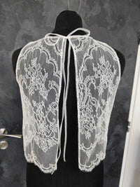 Top mariée dentelle ivoire clair – Coupe fluide festonnée – Dos noué – Taille S · vue 6