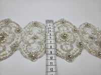 Galon pour ceinture strass et perles argenté coupon 85cm · vue 3