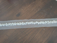 Galon perles ivoire clair sur tulle – 4 cm – perlée mariage couture – vendu par 10 cm · vue 4