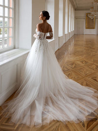 Robe de mariée princesse en tulle et dentelle, dos lacé JULIA