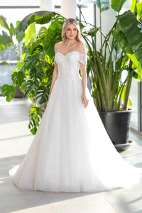 Robe de mariée princesse en dentelle perlée et tulle scintillant - FABULEUSE