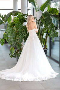 Robe de mariée en dentelle et tulle scintillant - Franca