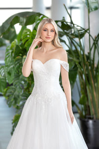 Robe de mariée en dentelle et tulle scintillant - Franca