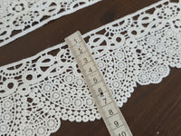 Galon dentelle guipure ivoire clair 8 cm – motif mandala festonné – dentelle mariée bohème au mètre · vue 5