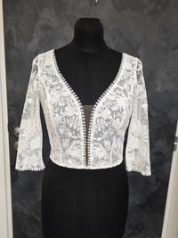 Top mariée bohème ivoire clair en dentelle – Manches 3/4 – Dos boutonné – Style romantique · vue 3