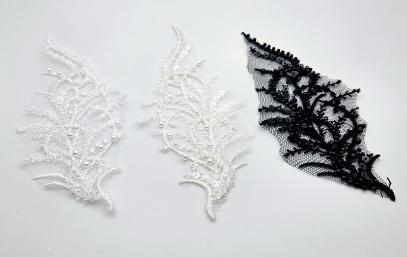 Motif perlé noir , ivoire , blanc 4012