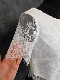 Top mariée ivoire doublé – Dentelle raffinée – Manches courtes – Dos goutte · vue 4