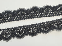Galon Dentelle Guipure Noir Rosaces & Bordure Festonnée — Largeur 5 cm | Vendu par 10 cm · vue 3