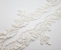 COUPON 1M50 Galon de dentelle festonné ivoire robe de mariée