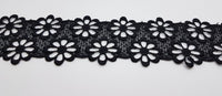 Galon noir fleurs naives 4cm · vue 3