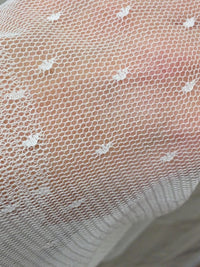Plumetis, dentelle fine "point d'esprit" ivoire clair/blanc ou coupon ivoire · vue 2