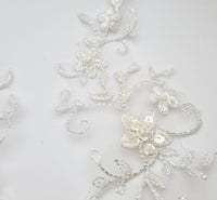 Motif appliqué dentelle ivoire brillant pour robe de mariée · vue 2