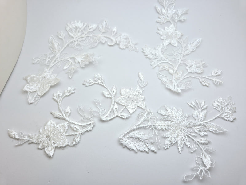 Lot de 5 motifs ivoire clair avec sequins