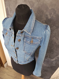Veste jeans pour mariée manches bombées · vue 4