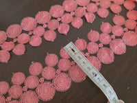 Galon rose corail dentelle mandala - Vendu au mètre - · vue 3