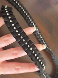 Galon noir avec strass ruban plissé coupon de 2 mètres · vue 2